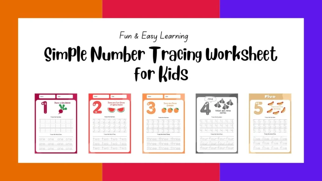 Simple Number Tracing Worksheet for Kids | Fun and Easy Learning (15 Pages)