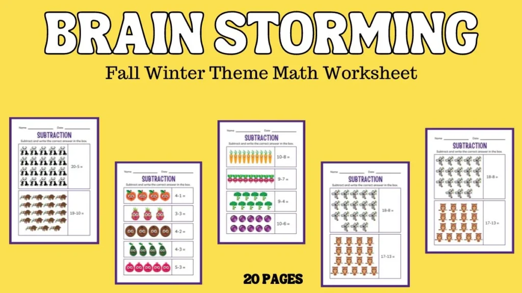 Fall Winter Theme Math Worksheet for Kids | Fun Seasonal Math Activities